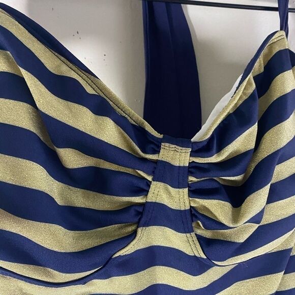 Tommy Hilfiger Navy & Gold Striped Halter Tankini - Picture 5 of 10